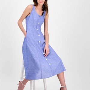 Anne Klein Women's Linen Blend
Sleeveless Button-Front A-Line Dress